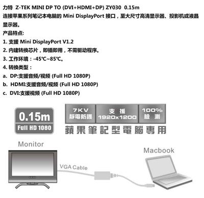 Z-TEK 力特 MINI DP TO (DVI+HDMI+DP) 0.15米轉(zhuǎn)接線 技術(shù)參數(shù)、應(yīng)用場(chǎng)景與市場(chǎng)供應(yīng)解析